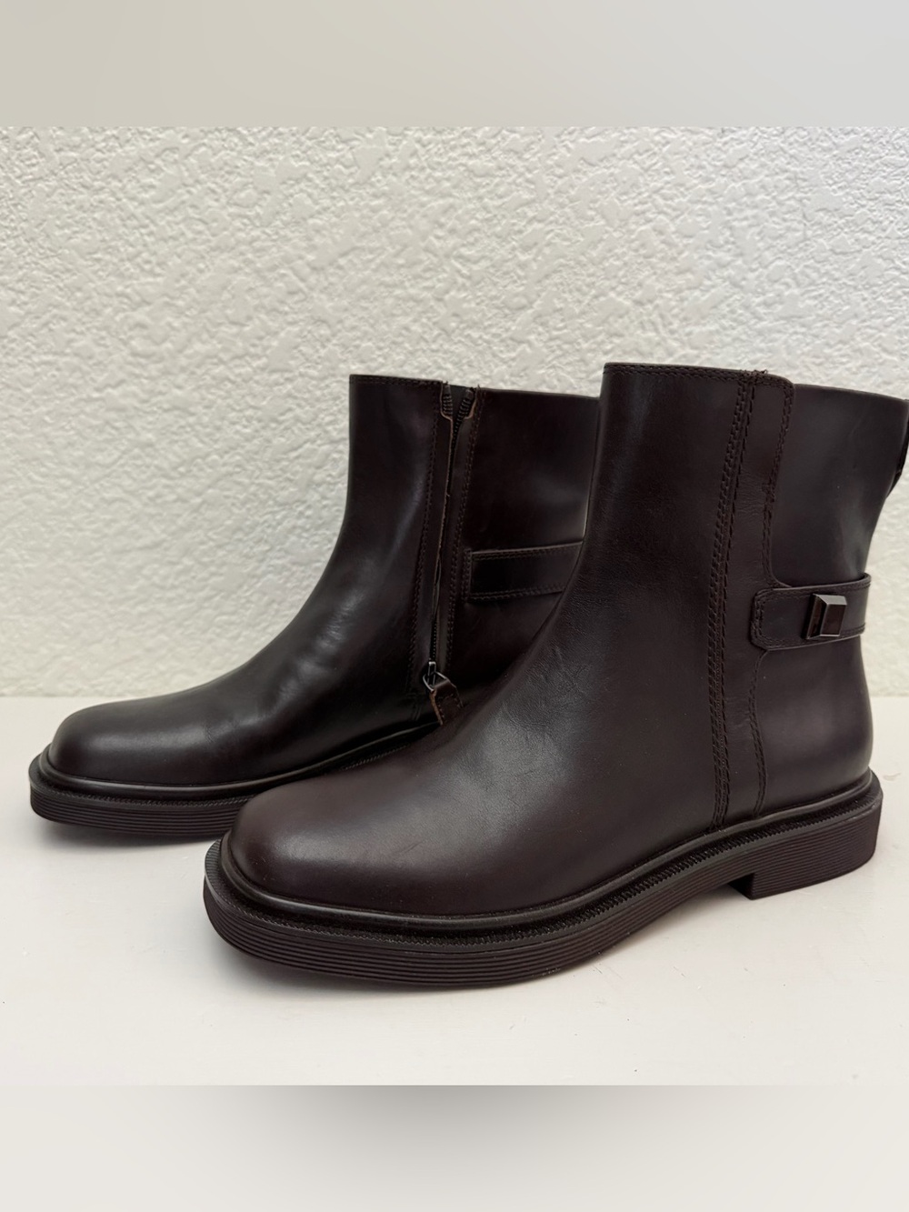 FRANCO SARTO Axel Chocolate Brown Leather Chukka Zip Boots Size 8.5 NEW